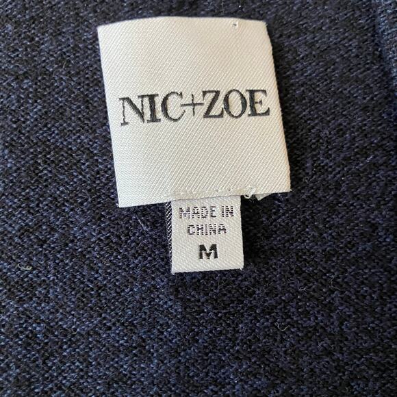 Monstera leaf V neck knit sweater tank top Nic+Zoe boho chic bohemian hippie - Picture 4 of 4